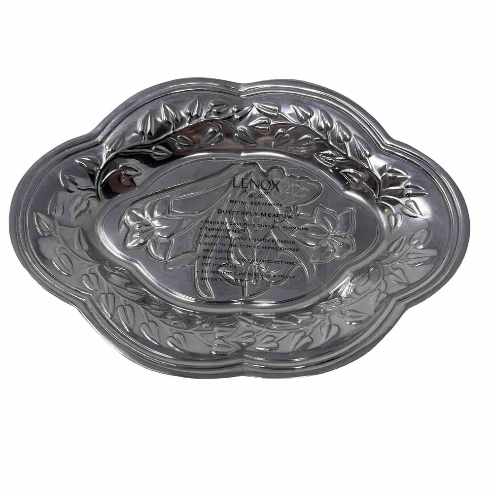 Lenox Butterfly‎ Meadow Small Metal Serveware 9"x 6.5" Aluminum Tray NIB